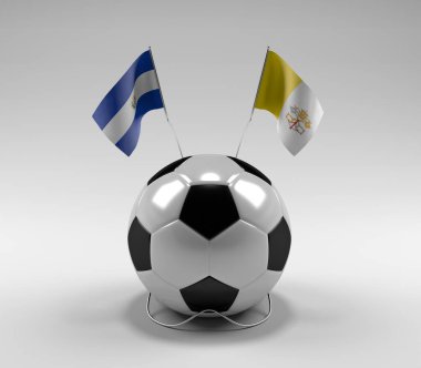 El-Salvador - Vatikan-Şehir Futbol Bayrakları, Beyaz Arkaplan - 3D Render