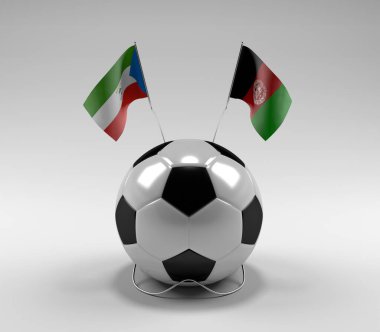 Ekvator-Gine - Afganistan Futbol Bayrakları, Beyaz Arkaplan - 3D Render