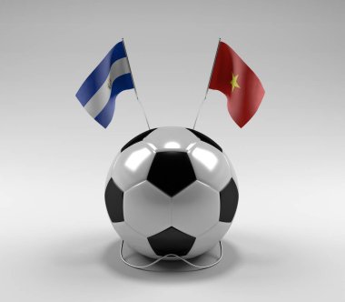 El-Salvador - Vietnam Futbol Bayrakları, Beyaz Arkaplan - 3D Render