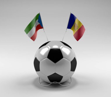Ekvator-Gine - Andorra Futbol Bayrakları, Beyaz Arkaplan - 3D Render