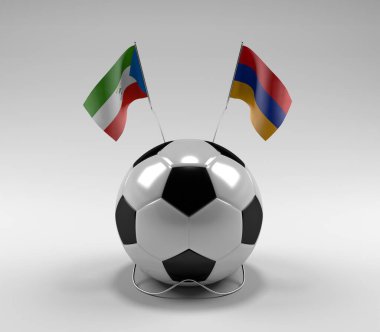 Ekvator-Gine - Ermenistan Futbol Bayrakları, Beyaz Arkaplan - 3D Render
