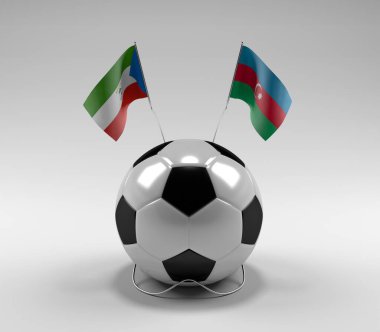 Ekvator-Gine - Azerbaycan Futbol Bayrakları, Beyaz Arkaplan - 3D Render