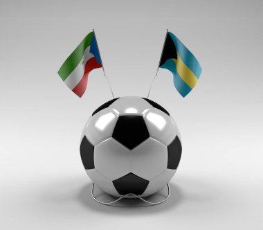 Ekvator-Gine - Bahamalar Futbol Bayrakları, Beyaz Arkaplan - 3D Render