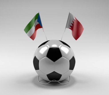 Ekvator-Gine - Bahreyn Futbol Bayrakları, Beyaz Arkaplan - 3D Render