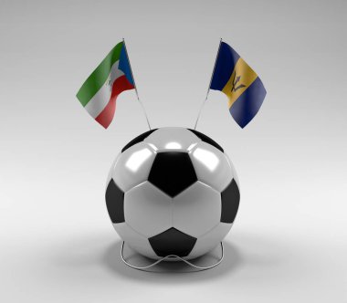 Ekvator-Gine - Barbados Futbol Bayrakları, Beyaz Arkaplan - 3D Render