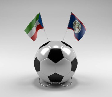 Ekvator-Gine - Belize Futbol Bayrakları, Beyaz Arkaplan - 3D Render