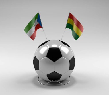 Ekvator-Gine - Bolivya Futbol Bayrakları, Beyaz Arkaplan - 3D Render
