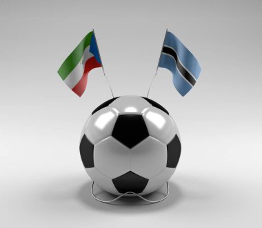 Ekvator-Gine - Botswana Futbol Bayrakları, Beyaz Arkaplan - 3D Render