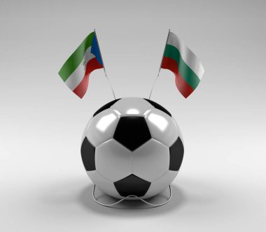 Ekvator-Gine - Bulgaristan Futbol Bayrakları, Beyaz Arkaplan - 3D Render