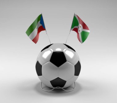 Ekvator-Gine - Burundi Futbol Bayrakları, Beyaz Arkaplan - 3D Render