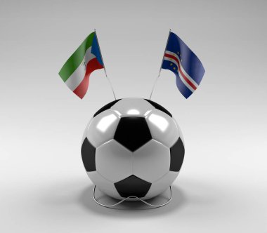 Ekvator-Gine - Cape-Verde Futbol Bayrakları, Beyaz Arkaplan - 3D Render