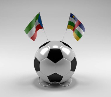 Ekvator-Gine - Orta Afrika Cumhuriyeti Futbol Bayrakları, Beyaz Arkaplan - 3D Render