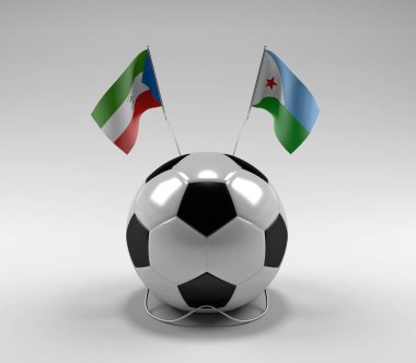 Ekvator-Gine - Cibuti Futbol Bayrakları, Beyaz Arkaplan - 3D Render