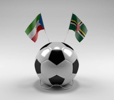 Ekvator-Gine - Dominica Futbol Bayrakları, Beyaz Arkaplan - 3D Render