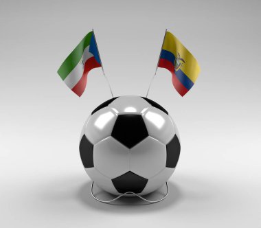 Ekvator-Gine - Ekvator Futbol Bayrakları, Beyaz Arkaplan - 3D Render