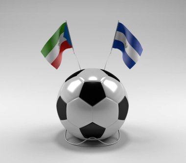 Ekvator-Gine - El-Salvador Futbol Bayrakları, Beyaz Arkaplan - 3D Render
