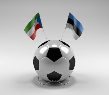 Ekvator-Gine - Estonya Futbol Bayrakları, Beyaz Arkaplan - 3D Render