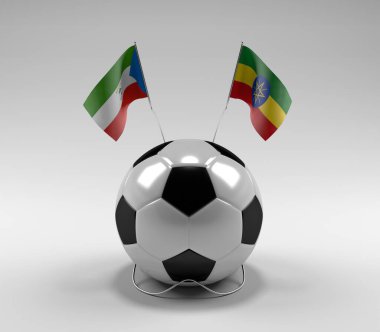 Ekvator-Gine - Etiyopya Futbol Bayrakları, Beyaz Arkaplan - 3D Render