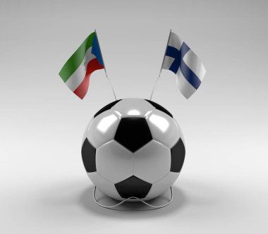 Ekvator-Gine - Finlandiya Futbol Bayrakları, Beyaz Arkaplan - 3D Render