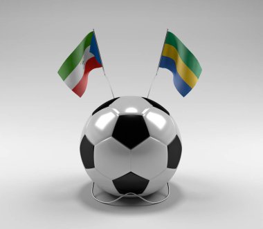 Ekvator-Gine - Gabon Futbol Bayrakları, Beyaz Arkaplan - 3D Render