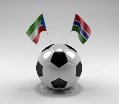 Ekvator-Gine - Gambiya Futbol Bayrakları, Beyaz Arkaplan - 3D Render
