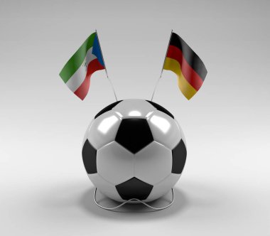 Ekvator-Gine - Almanya Futbol Bayrakları, Beyaz Arkaplan - 3D Render