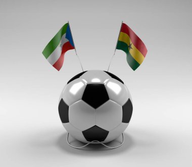 Ekvator-Gine - Gana Futbol Bayrakları, Beyaz Arkaplan - 3D Render