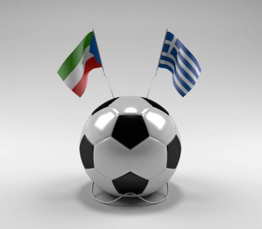 Ekvator-Gine - Yunanistan Futbol Bayrakları, Beyaz Arkaplan - 3D Render