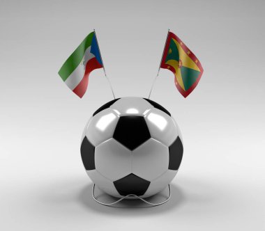 Ekvator-Gine - Grenada Futbol Bayrakları, Beyaz Arkaplan - 3D Render