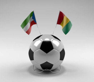 Ekvator-Gine - Gine Futbol Bayrakları, Beyaz Arkaplan - 3D Render