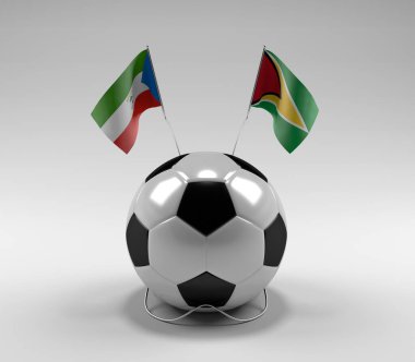 Ekvator-Gine - Guyana Futbol Bayrakları, Beyaz Arkaplan - 3D Render