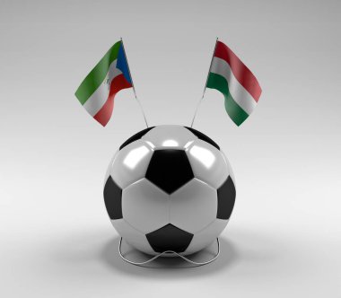 Ekvator-Gine - Macaristan Futbol Bayrakları, Beyaz Arkaplan - 3D Render