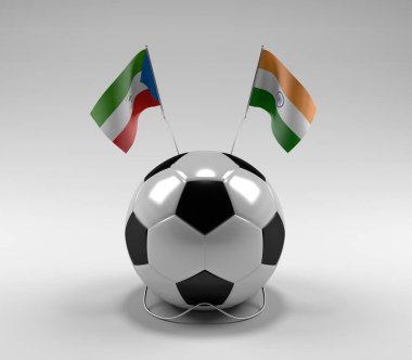 Ekvator-Gine - Hindistan Futbol Bayrakları, Beyaz Arkaplan - 3D Render