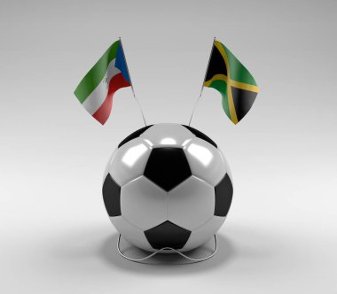 Ekvator-Gine - Jamaika Futbol Bayrakları, Beyaz Arkaplan - 3D Render