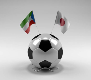 Ekvator-Gine - Japon Futbol Bayrakları, Beyaz Arkaplan - 3D Render