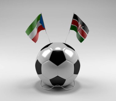 Ekvator-Gine - Kenya Futbol Bayrakları, Beyaz Arkaplan - 3D Render