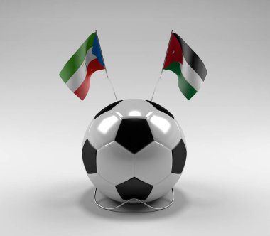 Ekvator-Gine - Ürdün Futbol Bayrakları, Beyaz Arkaplan - 3D Render