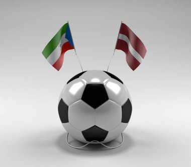 Ekvator-Gine - Letonya Futbol Bayrakları, Beyaz Arkaplan - 3D Render