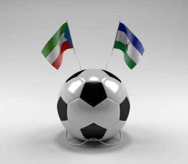 Ekvator-Gine - Lesotho Futbol Bayrakları, Beyaz Arkaplan - 3D Render