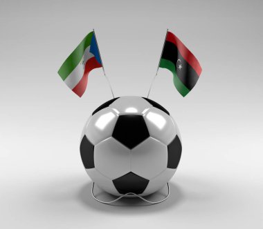 Ekvator-Gine - Libya Futbol Bayrakları, Beyaz Arkaplan - 3D Render