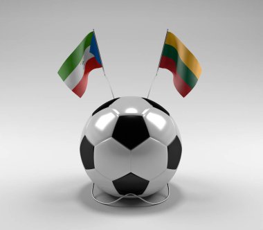 Ekvator-Gine - Litvanya Futbol Bayrakları, Beyaz Arkaplan - 3D Render