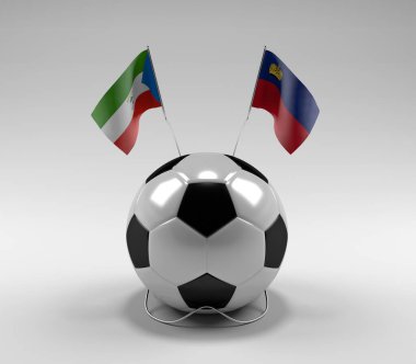 Ekvator-Gine - Liechtenstein Futbol Bayrakları, Beyaz Arkaplan - 3D Render