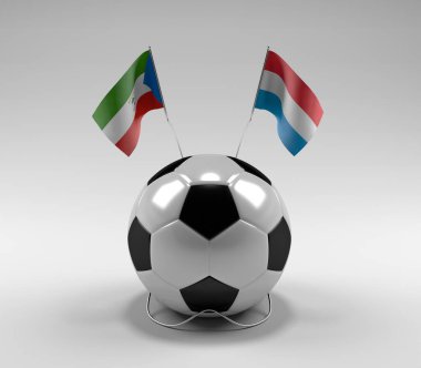 Ekvator-Gine - Lüksemburg Futbol Bayrakları, Beyaz Arkaplan - 3D Render