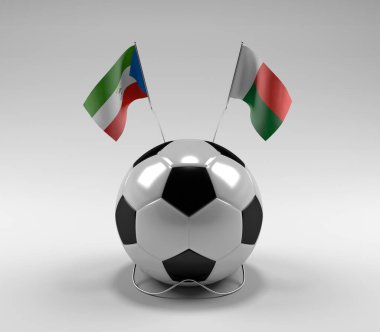 Ekvator-Gine - Madagaskar Futbol Bayrakları, Beyaz Arkaplan - 3D Render