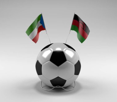 Ekvator-Gine - Malavi Futbol Bayrakları, Beyaz Arkaplan - 3D Render