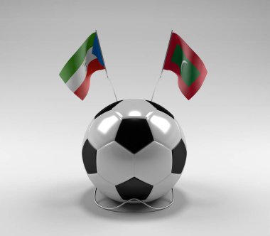 Ekvator-Gine - Maldivler Futbol Bayrakları, Beyaz Arkaplan - 3D Render