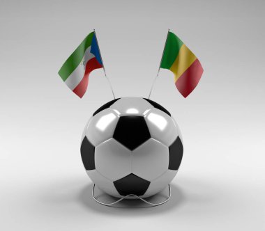 Ekvator-Gine - Mali Futbol Bayrakları, Beyaz Arkaplan - 3D Render