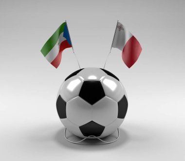 Ekvator-Gine - Malta Futbol Bayrakları, Beyaz Arkaplan - 3D Render