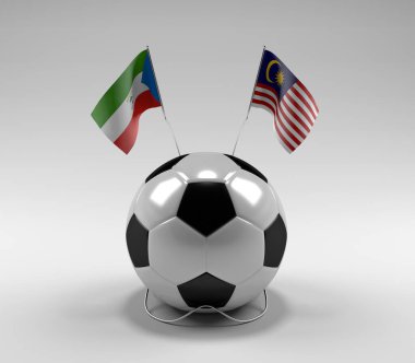 Ekvator-Gine - Malezya Futbol Bayrakları, Beyaz Arkaplan - 3D Render