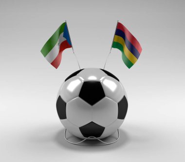 Ekvator-Gine - Mauritius Futbol Bayrakları, Beyaz Arkaplan - 3D Render